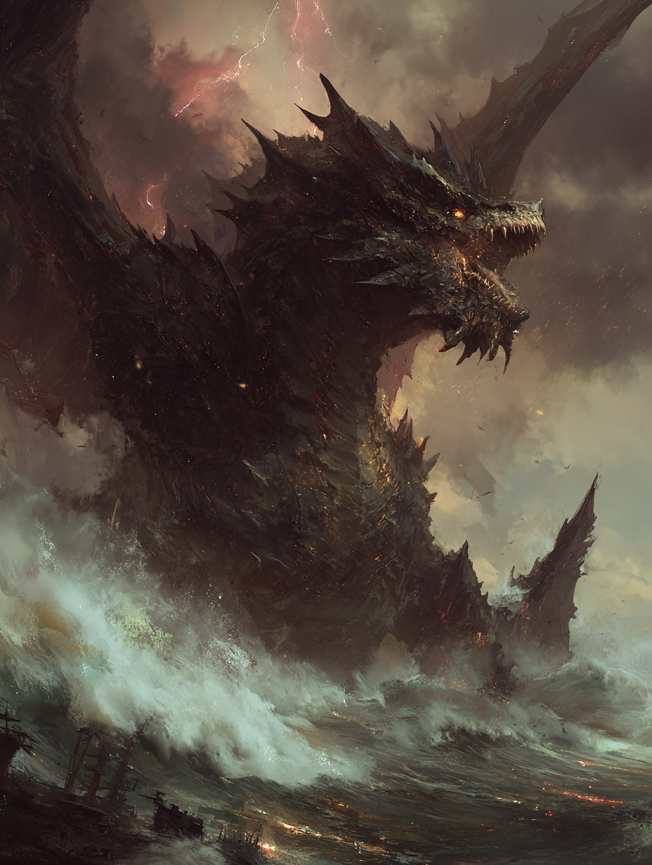 Leviathan — primordial sea-chaos dragon, who makes the deep boil, king over all that is proud